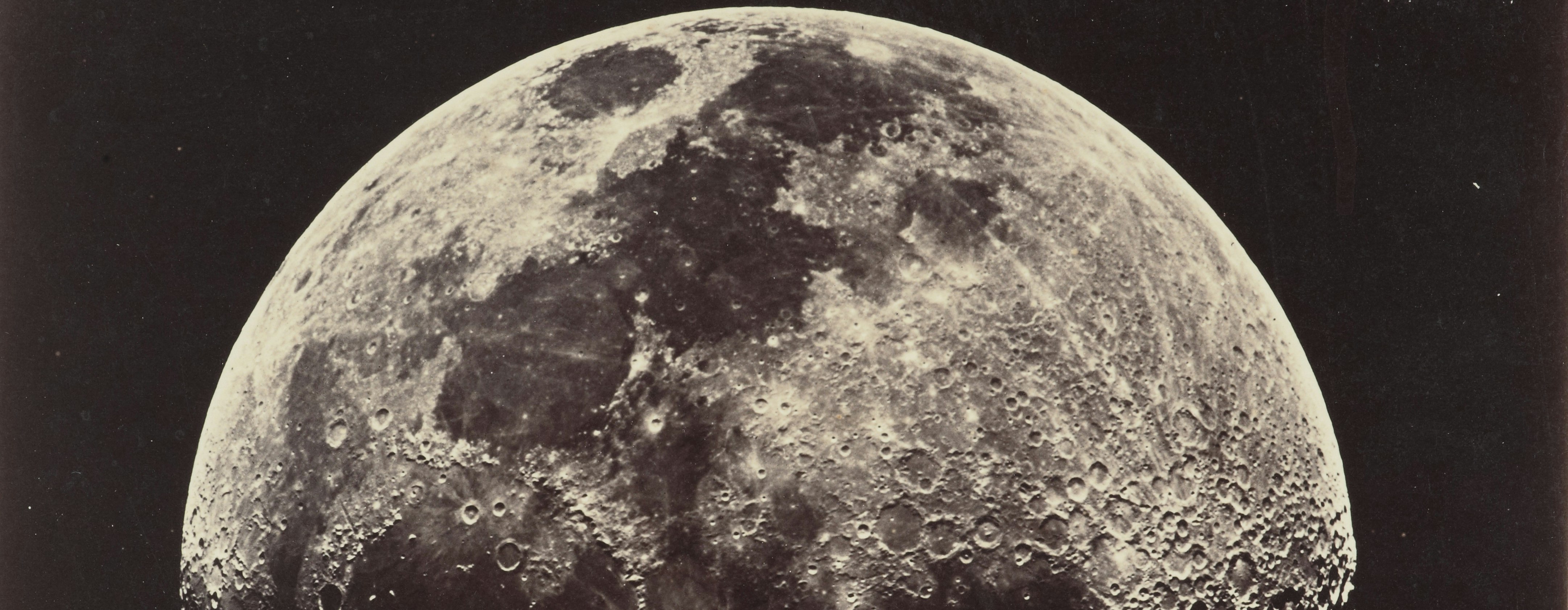 Photograph of moon, Great Melbourne Telescope, 1 September 1873, moon’s age 9.0 days, 1873, Melbourne, by Melbourne Observatory. Te Papa (O.000014)