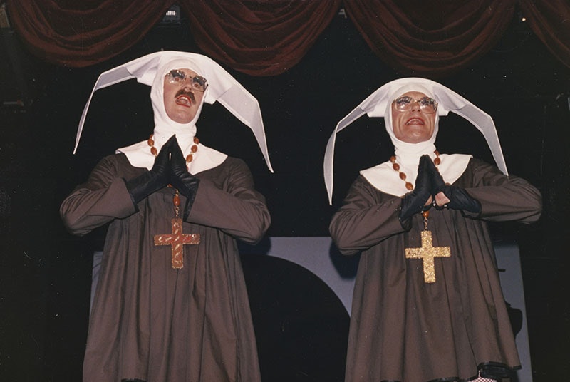 Two men dressed as nuns