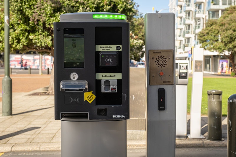 CLose up of the payment station at the car park exit