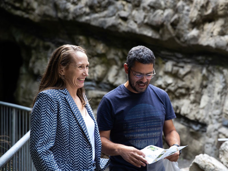 CE Courtney Johnston with botanist Carlos Lehnebach, 2020. Photo by Jack Fisher. Te Papa