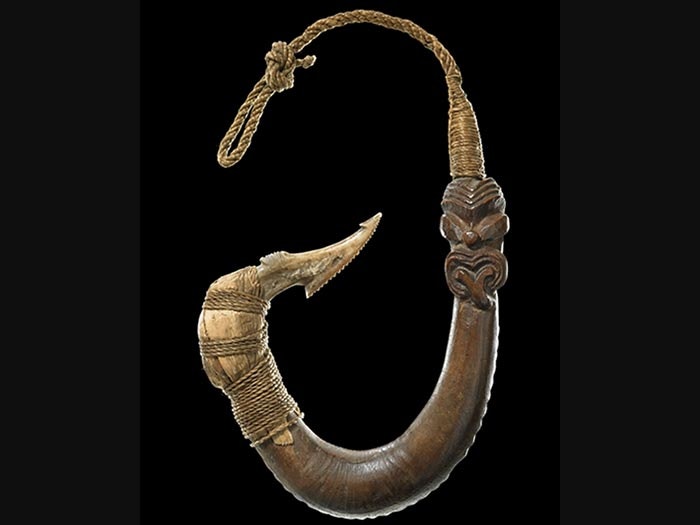 Matau (fish hook), early 19th century, maker unknown. Oldman Collection. Gift of the New Zealand Government, 1992. Te Papa (OL000105) Fish hook