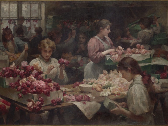 The Clerkenwell flower makers, 1896, by Samuel Fisher. Gift of Levin and Co., 1912. Te Papa (1912-0002-1) The Clerkenwell flower makers, 1896, by Samuel Fisher. Gift of Levin and Co., 1912. Te Papa (1912-0002-1)