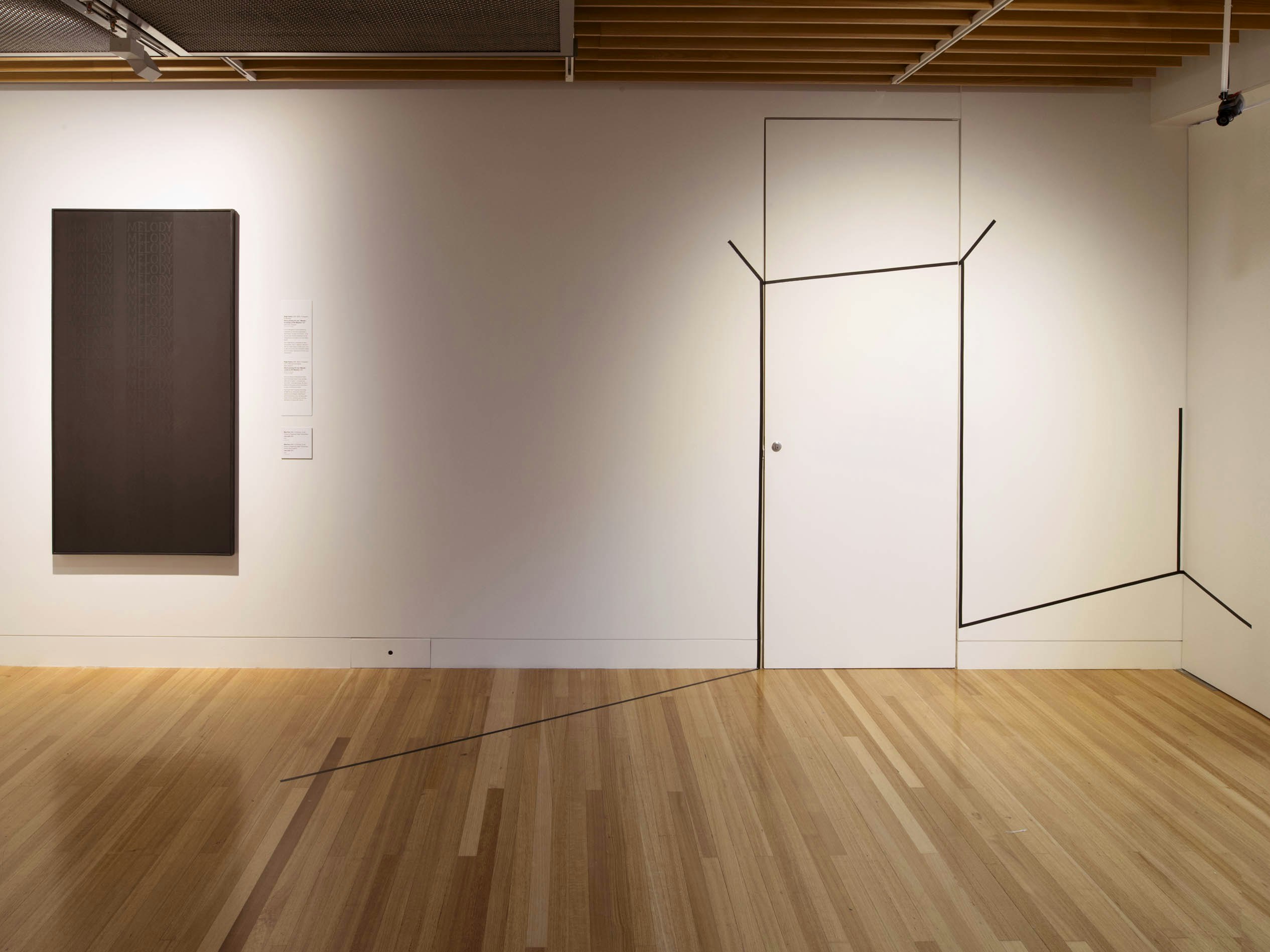 Ralph Hotere, Black Painting XIII, from 'Malady' a poem by Bill Manhire, 1970 (left) and Matt Pine, Line, 2016 (right). Photograph by Mike O'Neill. Te Papa maori-minimalism-te-papa-700x525.jpg