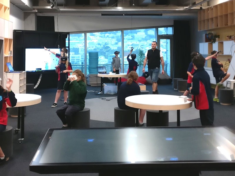 Hīnātore during a virtual reality game design session, 2017. Te Papa Inside the learning lab
