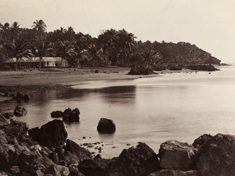 The landing Place - Mango - Fiji, Late nineteenth century or early twentieth century, Dunedin, by Burton Brothers studio. Te Papa (O.036851) Fijian landscape