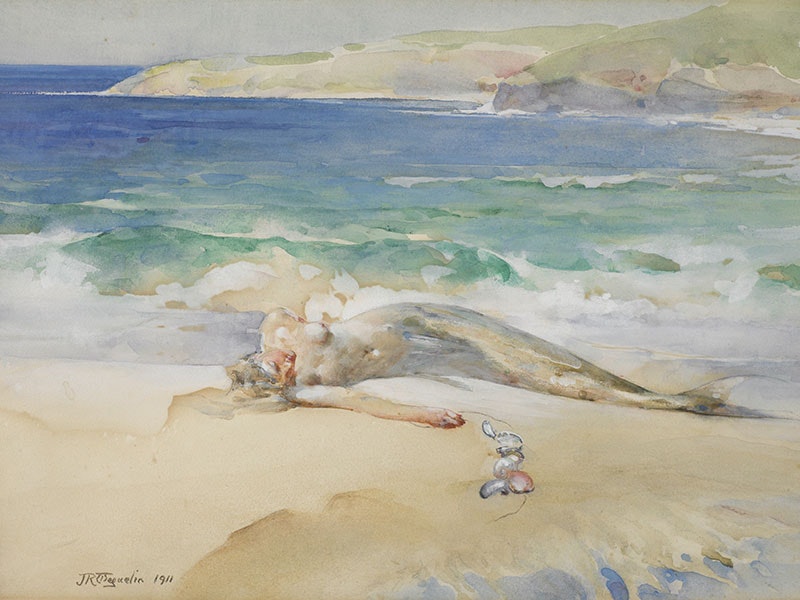 John Weguelin, The sleeping mermaid, 1911, watercolour. Gift of Baldwin and Rayward, 1912. Te Papa (1912-0009-1) ma_i091550_tepapa_the-sleeping-mermaid_800x600.jpg