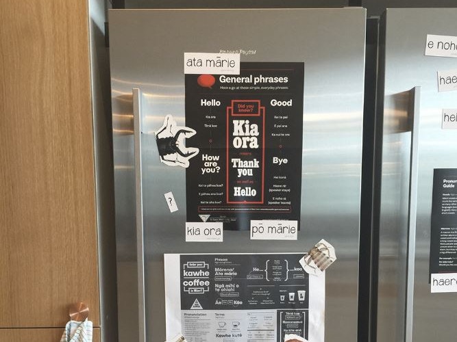 Poster from Te Taura Whiri to help learn kupu Māori, 2017. Te Papa Fridge magnets in te reo