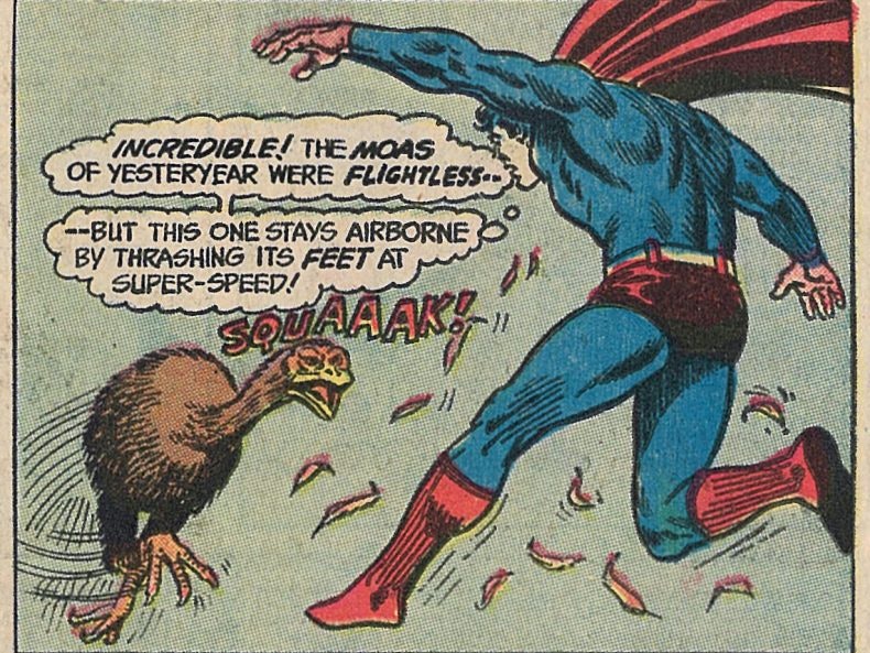 The flying moa. (Excerpt from The Last Moa on Earth!, Action Comics 425, July 1973). action-comics-425-excerpt-p-8-790x624.jpg