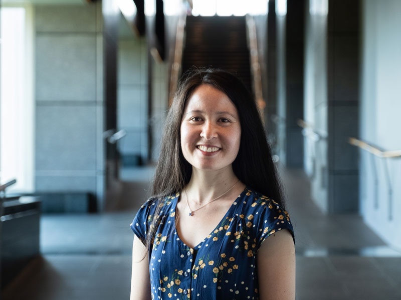 Grace Gassin, 2019. Photo by Rachael Hockridge. Te Papa A lady smiles at the camera