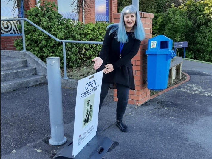 policem_800.jpg Rowan Carroll, the Director of the New Zealand Police Museum, standing outside the museum entrance.