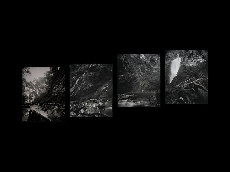 Mark Adams, After William Hodges’ ‘Cascade Cove’, 21 May 1995, 1995, gelatin silver print. Purchased 1999 with New Zealand Lottery Grants Board funds. Te Papa (O.021972/A-D to D-D) =""