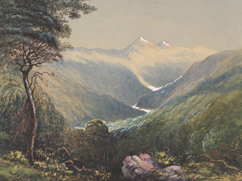 Rolleston Glacier, New Zealand Alpes, 1895, New Zealand, by F M Tamar. Acquisition history unknown. Te Papa (1992-0035-1882) Painting of mountains with a glacierRolleston Glacier, New Zealand Alpes, 1895, New Zealand, by F M Tamar. Acquisition history unknown. Te Papa (1992-0035-1882)