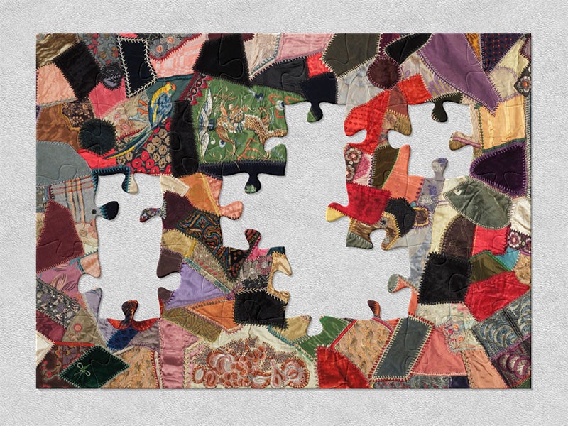 Quilt, about 1920, New Zealand, by Frances Broad. CC BY-NC-ND 4.0. Te Papa (GH016392) 1920s crazy patchwork quilt created using a wide variety of textiles which reflect the diversity of textiles used in fashion at this time