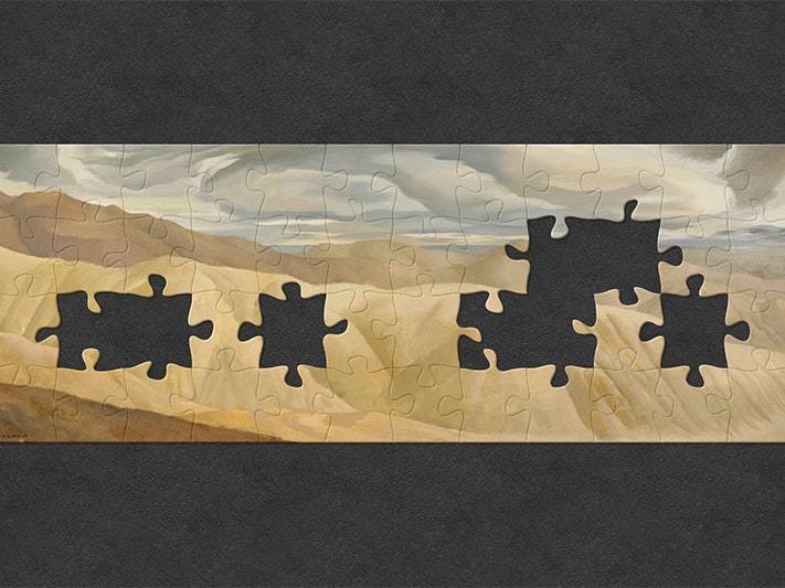 William Sutton, The four seasons: autumn, 1968, oil on hardboard. CC BY-NC-ND 4.0. Te Papa (1969-0011-1) A painting of a series of mountains, showing the yellowed grasses of autumn