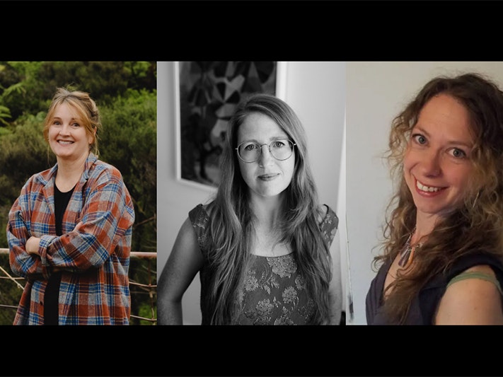 From left to right: Ruth Paul, Claire Mabey, and Juliette MacIver . Photos courtesy of the authors Three head-and-shoulders photos of three women smiling at the camera.